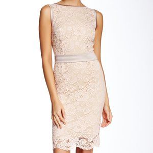 Allen Schwartz Satin Belt Lace Sheath Dress XS